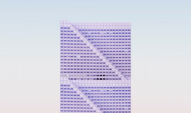 Moderne Architektur vor hellem Himmel